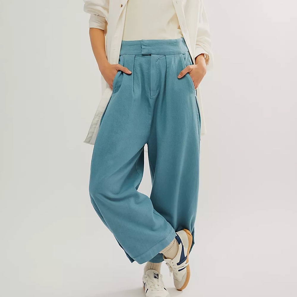 Free People Blue Wide Leg Pants